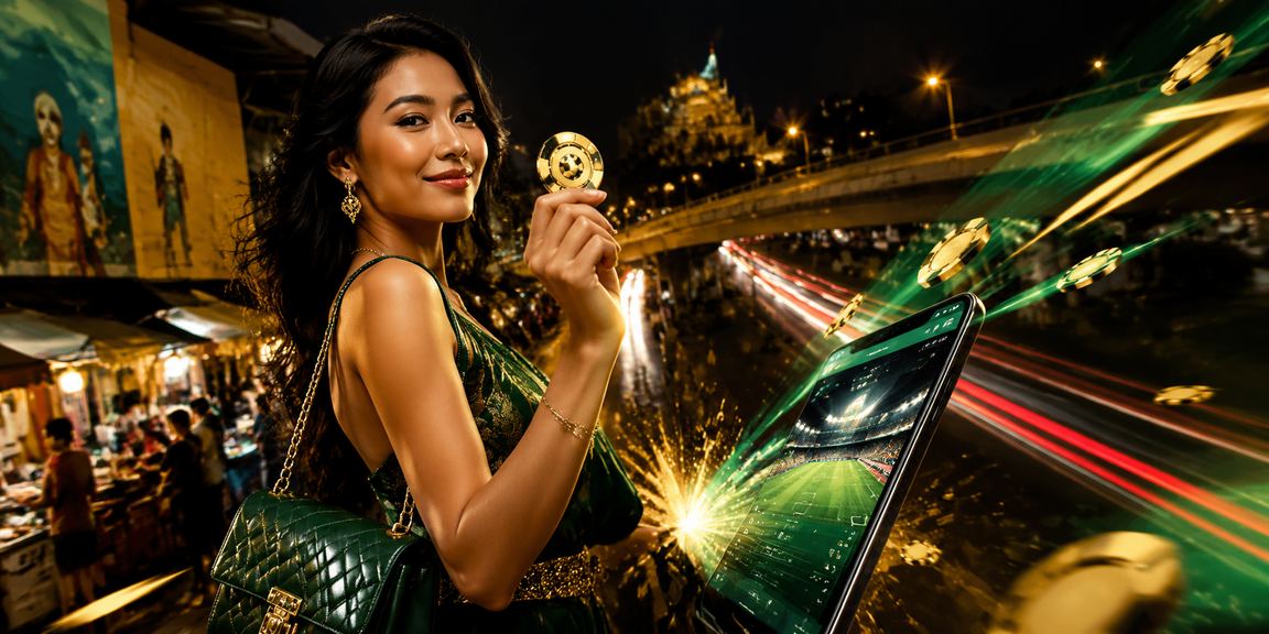 Suasana taruhan kasino di pasar malam Vietnam yang ramai dan bercahaya