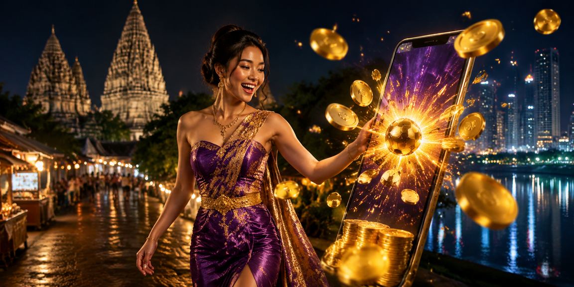 Pengguna memainkan casino mobile di pasar malam Vietnam suasana ramai dan meriah