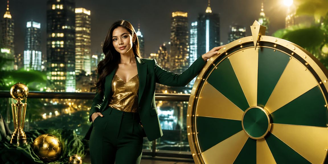 Model Vietnam bergaya di acara lucky draw kasino dengan suasana meriah